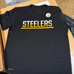 Nike Dri-fit Black Pittsburgh Steelers Logo Short Sleeve Tee with Yellow Accent